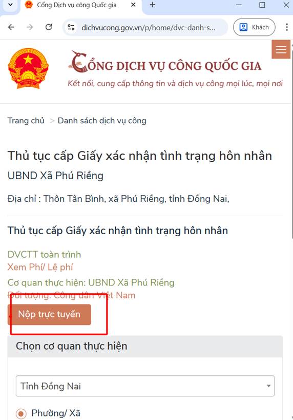 Nộp hồ sơ trực tuyến