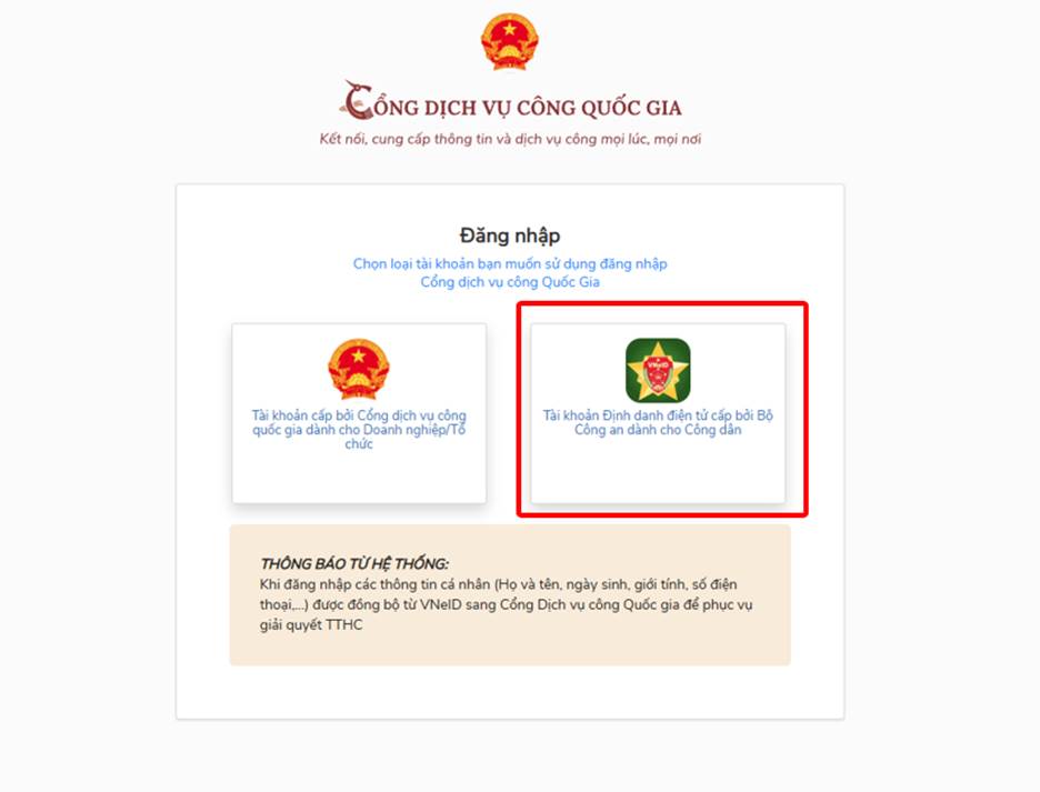 Chọn tài khoản đăng nhập