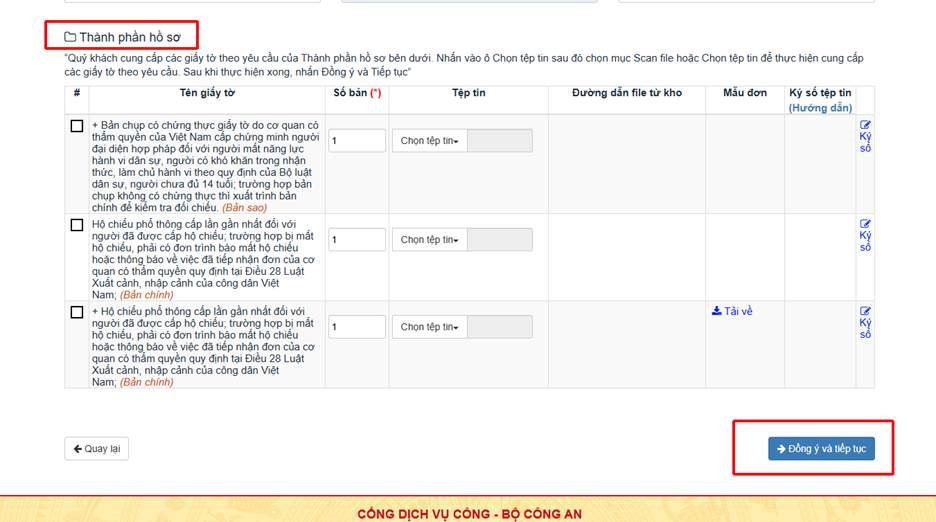 Đính kèm thành phần hồ sơ