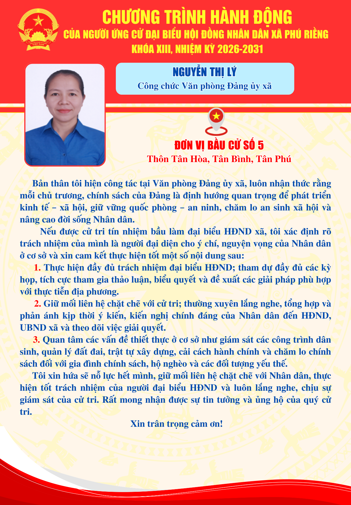 Chương trình hành động bà Nguyễn Thị Lý