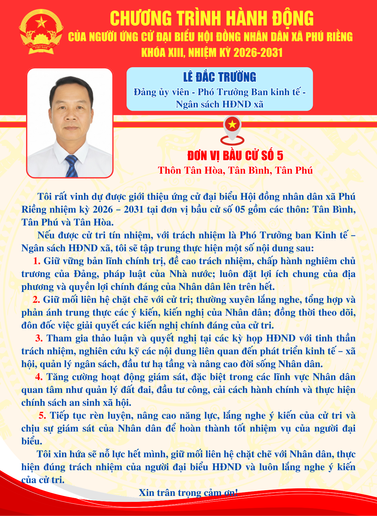 Chương trình hành động ông Lê Đắc Trường