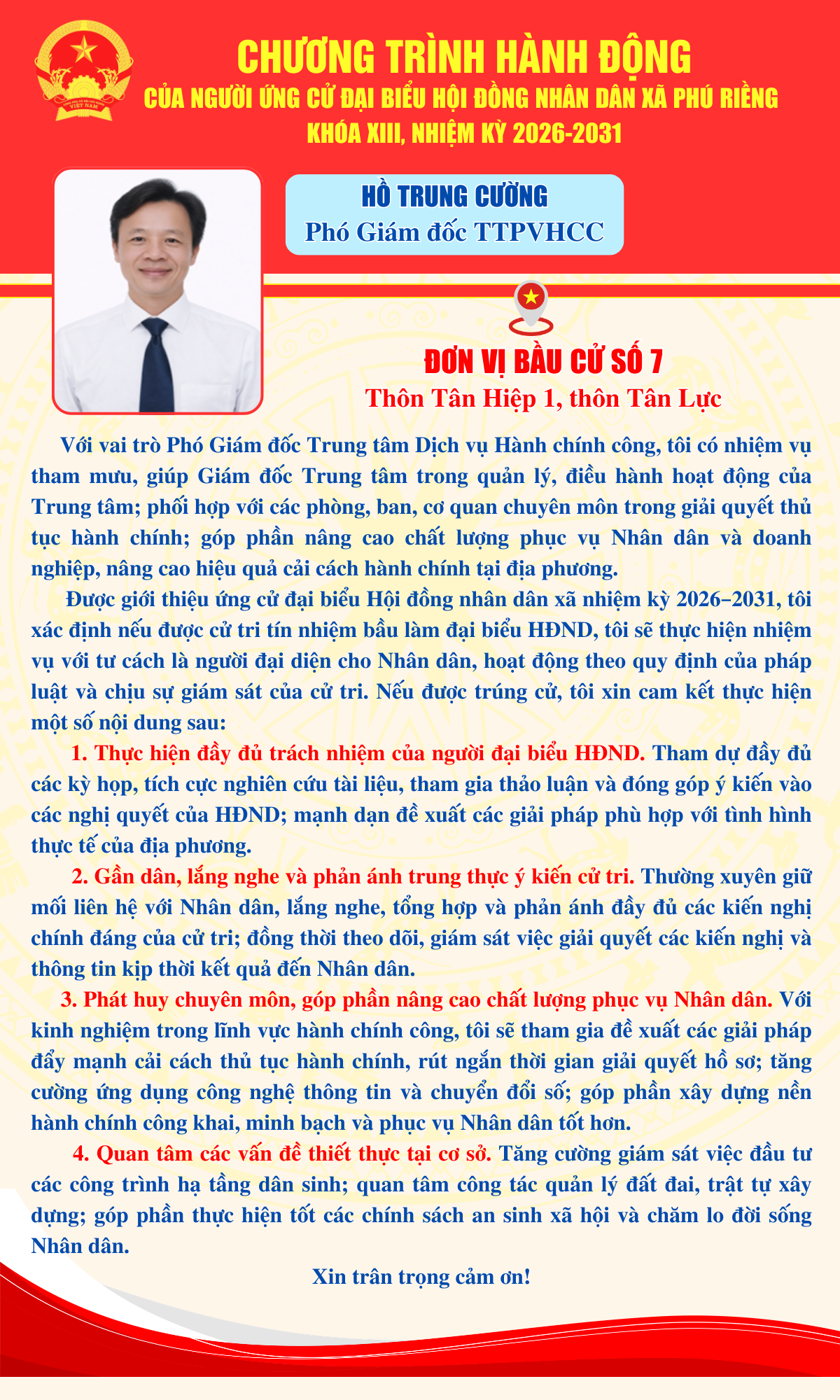 Chương trình hành động ông Hồ Trung Cường