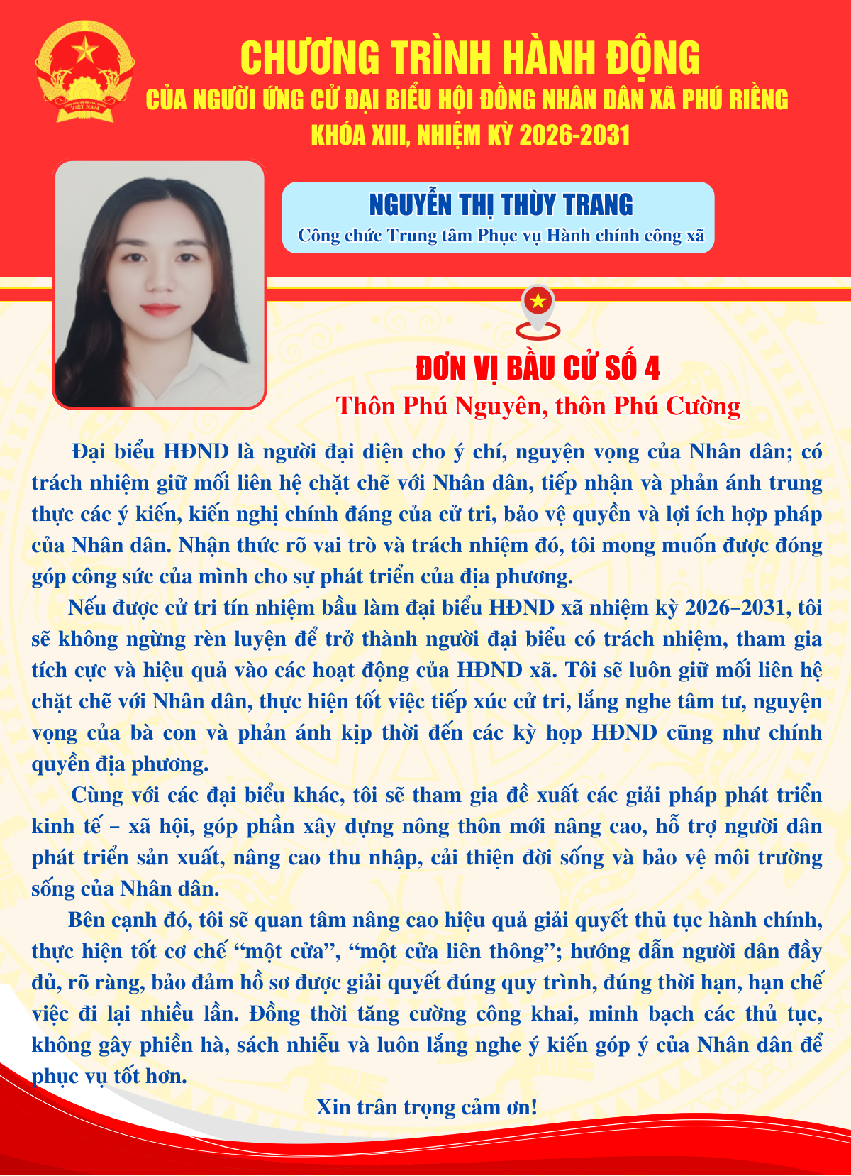 Chương trình hành động bà Nguyễn Thị Thùy Trang