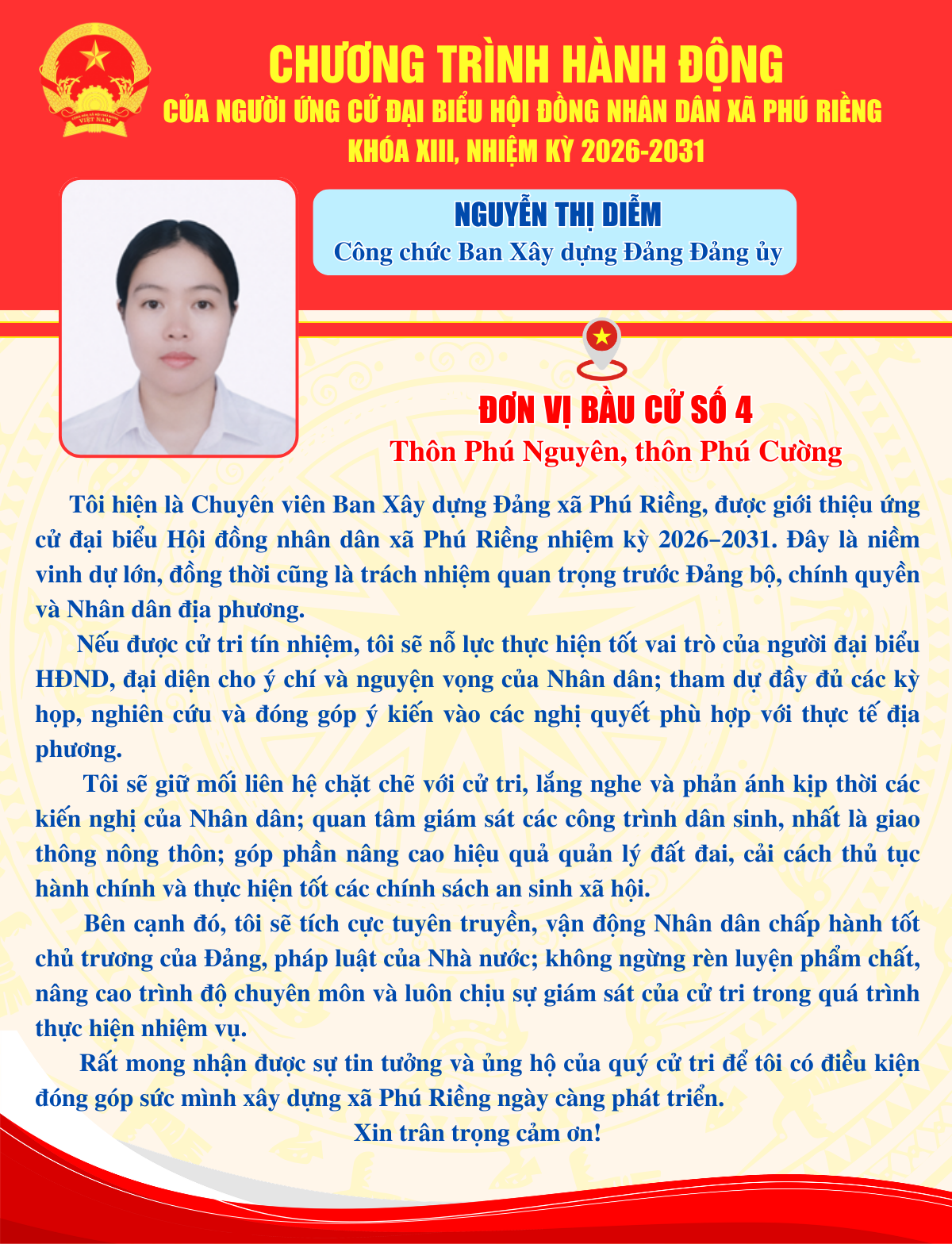 Chương trình hành động bà Nguyễn Thị Diễm