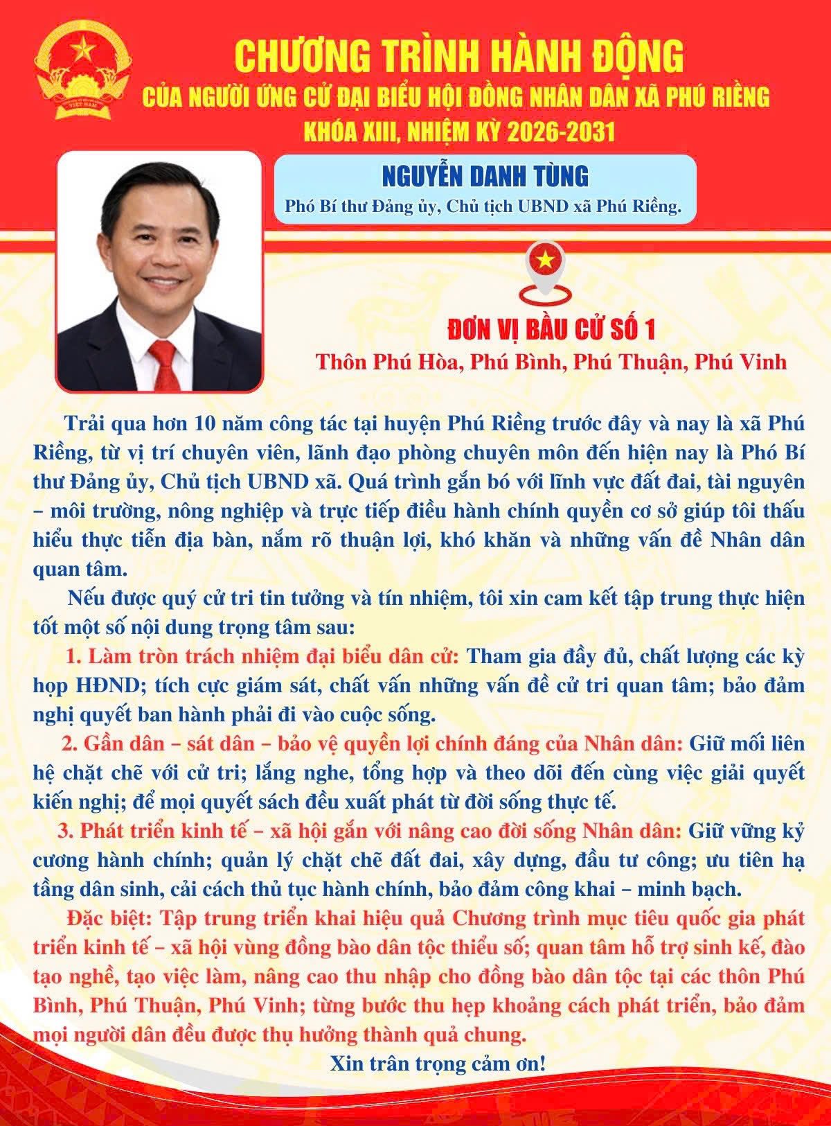 Chương trình hành động ông Nguyễn Danh Tùng