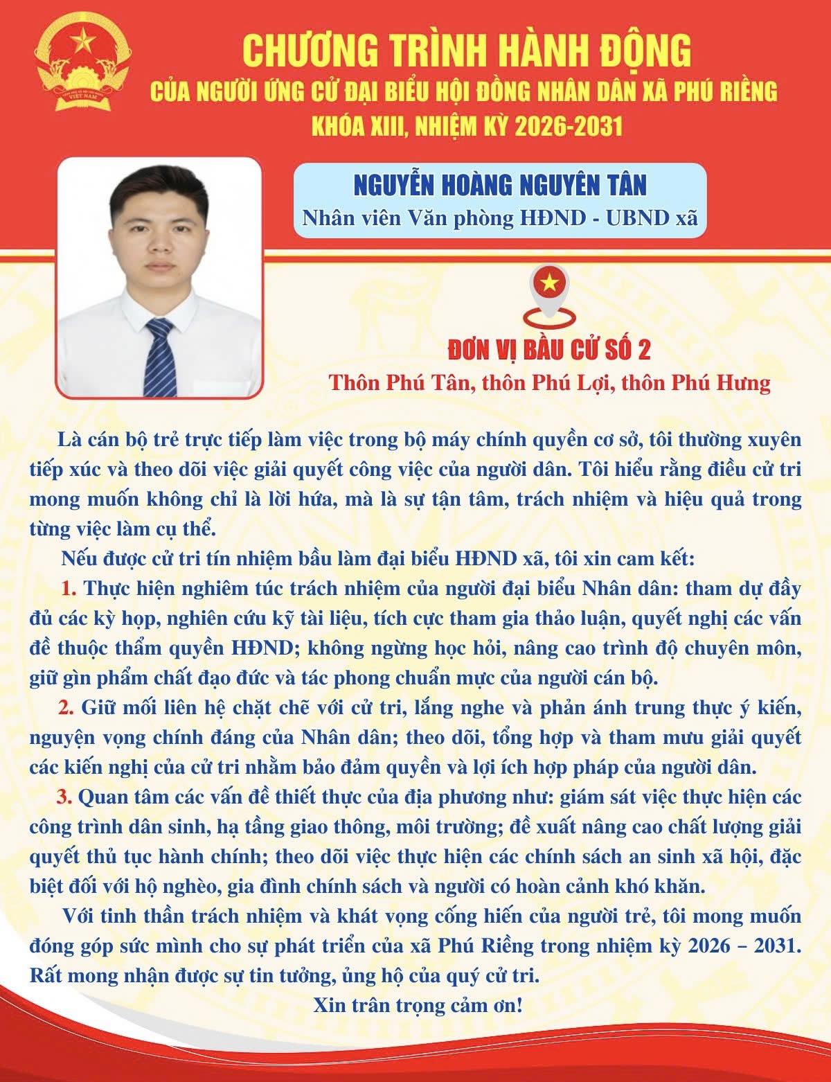 Chương trình hành động ông Nguyễn Hoàng Nguyên Tân