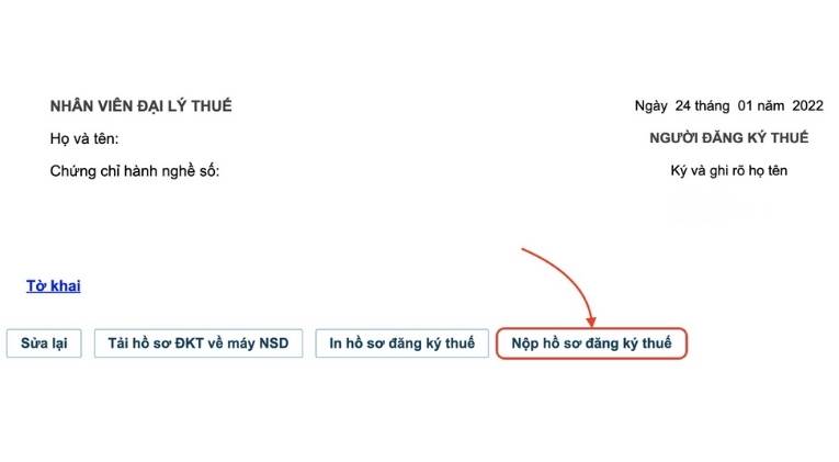 Ký và nộp tờ khai thuế