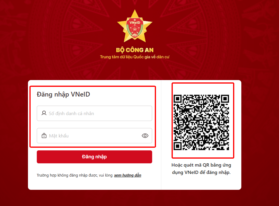 Quét mã QR Code VNeID để đăng nhập Cổng Dịch vụ công Quốc gia