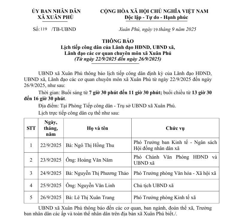 LỊCH TIẾP DÂN