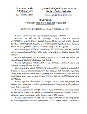 Quyết định cho phép chuyển mục đích sử dụng đất - Phạm Minh Thiện (TĐ 169)