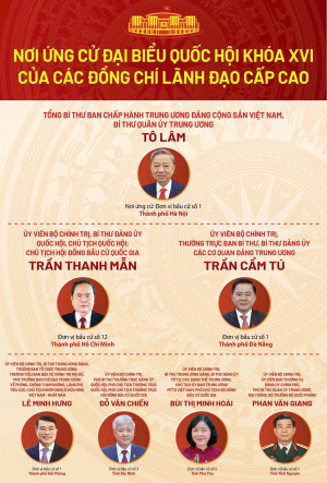 Nơi ứng cử đại biểu Quốc hội khoá XVI của các đồng chí lãnh đạo cấp cao!