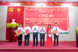 PHƯỜNG AN LỘC TỔ CHỨC HỘI NGHỊ CÔNG BỐ QUYẾT ĐỊNH THÀNH LẬP CÁC HỘI QUẦN CHÚNG DO ĐẢNG, NHÀ NƯỚC GIAO NHIỆM VỤ