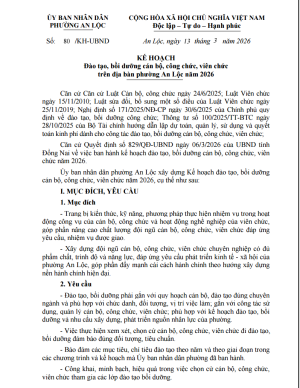 Kế hoạch Đào tạo, bồi dưỡng cán bộ, công chức, viên chức trên địa bàn phường An Lộc năm 2026