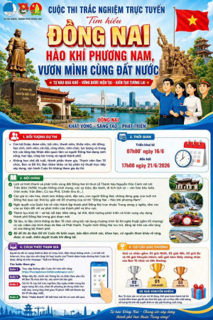 CUỘC THI TRẮC NGHIỆM TRỰC TUYẾN TÌM HIỂU  🇻🇳 “ĐỒNG NAI – HÀO KHÍ PHƯƠNG NAM, VƯƠN MÌNH CÙNG ĐẤT NƯỚC” 🇻🇳