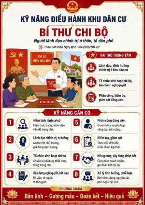 Kỹ năng điều hành, quản lý khu dân cư của Bí thư chi bộ, Trưởng thôn, Trưởng ban Công tác Mặt trận thôn, tổ dân phố theo Nghị định số 185/2026/NĐ-CP của Chính phủ