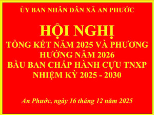 Xã An Phước - Tổ chức Hội nghị tổng kết năm 2025, đề ra phương hướng năm 2026 và Bầu ban chấp hành Hội Cựu thanh niên xung phong xã An Phước, nhiệm kỳ 2025 - 2030