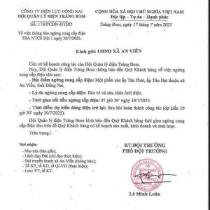 THÔNG BÁO LỊCH NGỪNG CUNG CẤP ĐIỆN