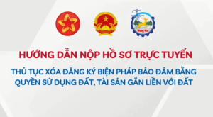 Video hướng dẫn nộp hồ sơ trực tuyến thủ tục xóa đăng ký biện pháp bảo đảm bằng quyền sử dụng đất, tài sản gắn liền với đất