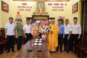 Lãnh đạo xã An Viễn thăm, chúc mừng các cơ sở Phật giáo nhân Đại lễ Vu Lan báo hiếu năm 2026