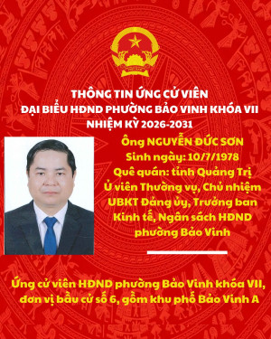 THÔNG TIN ỨNG CỬ VIÊN ĐẠI BIỂU HĐND PHƯỜNG BẢO VINH KHÓA VII NHIỆM KỲ 2026-2031