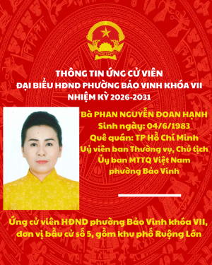 THÔNG TIN ỨNG CỬ VIÊN ĐẠI BIỂU HĐND PHƯỜNG BẢO VINH KHÓA VII NHIỆM KỲ 2026-2031
