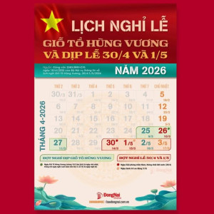LỊCH NGHỈ LỄ GIỖ TỔ HÙNG VƯƠNG VÀ DỊP LỄ  30-4, 1-5