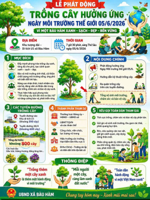 THÔNG BÁO: XÃ BÀU HÀM TỔ CHỨC LỄ RA QUÂN TRỒNG CÂY HƯỞNG ỨNG NGÀY MÔI TRƯỜNG THẾ GIỚI NĂM 2026