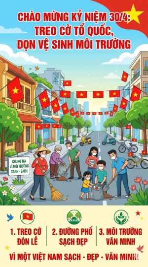 ĐỒNG LOẠT TREO CỜ TỔ QUỐC – RA QUÂN VỆ SINH MÔI TRƯỜNG