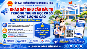 Thông báo khảo sát nhu cầu đầu tư Trường Trung học cơ sở chất lượng cao tại Dự án Khu dân cư, dịch vụ và du lịch Cù Lao Tân Vạn.