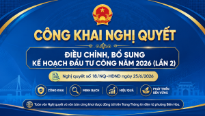 Công khai Nghị quyết số 18/NQ-HĐND ngày 25/6/2026 của Hội đồng nhân dân phường Biên Hòa về điều chỉnh, bổ sung Kế hoạch đầu tư công năm 2026 (lần 2)