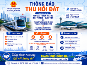 UBND PHƯỜNG BIÊN HÒA THÔNG BÁO THU HỒI ĐẤT THỰC HIỆN DỰ ÁN...