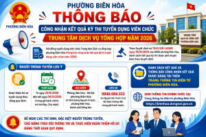 PHƯỜNG BIÊN HÒA THÔNG BÁO CÔNG NHẬN KẾT QUẢ KỲ THI TUYỂN...