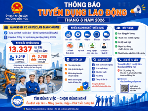 THÔNG BÁO THÔNG TIN TUYỂN DỤNG LAO ĐỘNG THÁNG 8 NĂM 2026