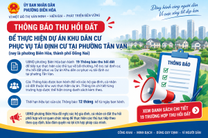 THÔNG BÁO THU HỒI ĐẤT ĐỂ THỰC HIỆN DỰ ÁN KHU DÂN CƯ PHỤC VỤ...