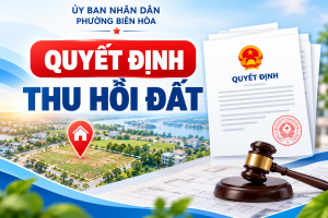 PHƯỜNG BIÊN HÒA BAN HÀNH QUYẾT ĐỊNH THU HỒI ĐẤT CỦA ÔNG/BÀ...
