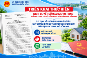 UBND PHƯỜNG BIÊN HÒA CÔNG KHAI QUY ĐỊNH VỀ PHÍ THẨM ĐỊNH HỒ...