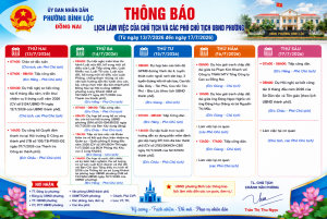 Lich làm việc từ ngày 13 đến 17 thg 7, 2026