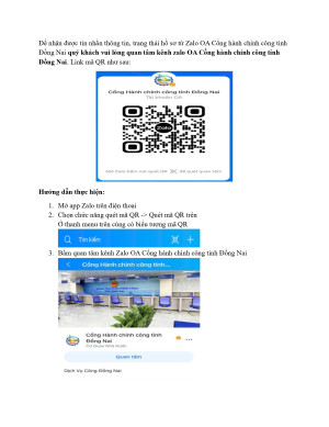 Thông tin, trạng thái hồ sơ từ Zalo OA Cổng hành chính công tỉnh Đồng Nai