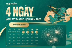 Lịch nghỉ Tết Dương lịch năm 2026 tại Trung tâm Phục vụ hành chính công phường Bình Long