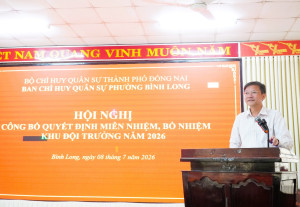 PHƯỜNG BÌNH LONG CÔNG BỐ QUYẾT ĐỊNH MIỄN NHIỆM KHU ĐỘI ĐỘI TRƯỞNG