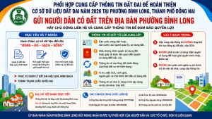 PHỐI HỢP CUNG CẤP THÔNG TIN ĐẤT ĐAI ĐỂ HOÀN THIỆN CƠ SỞ  DỮ LIỆU ĐẤT ĐAI NĂM 2026 TẠI PHƯỜNG BÌNH LONG