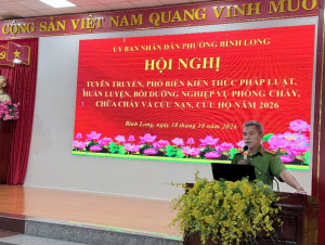 Công an phường Bình Long phối hợp tổ chức huấn luyện, bồi dưỡng nghiệp vụ phòng cháy, chữa cháy và cứu nạn, cứu hộ năm 2026