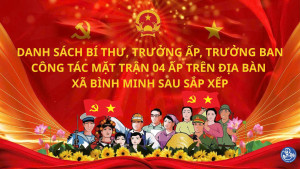 Danh sách Bí thư, Trưởng ấp, Trưởng ban công tác mặt trận 04 ấp trên địa bàn xã Bình Minh sau sắp xếp