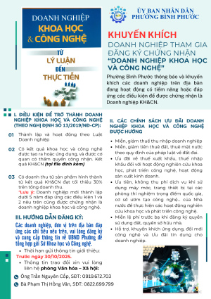 Inforgraphic - KHUYẾN KHÍCH DOANH NGHIỆP THAM GIA ĐĂNG KÝ CHỨNG NHẬN DOANH NGHIỆP KHOA HỌC VÀ CÔNG NGHỆ