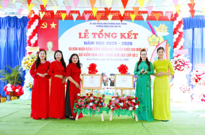 Trường mầm non Họa Mi (Phường Bình Phước) tổ chức lễ tổng kết năm học và đón nhận trường đạt chuẩn quốc gia mức độ I