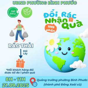 UBND phường Bình Phước Thông báo đổi rác nhận quà