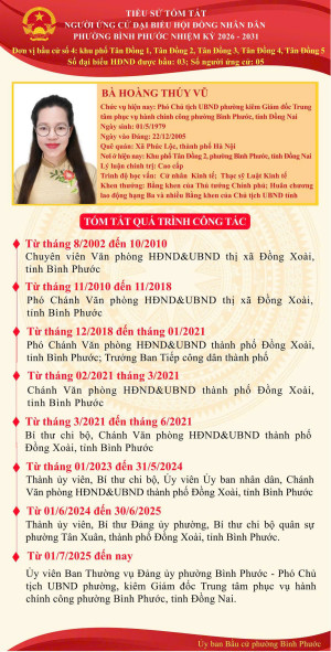 Tiểu sử tóm tắt người ứng cử Đại biểu HĐND phường Bình Phước nhiệm kỳ 2026-2031