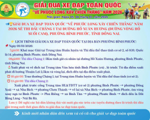 Thông báo giải đua xe đạp toàn quốc tại địa bàn phường Bình Phước, tỉnh Đồng Nai