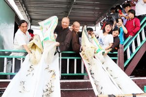 Thả cá bảo vệ môi trường trên hồ Trị An