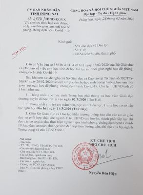 Cho trẻ em nghỉ học thêm 2 tuần